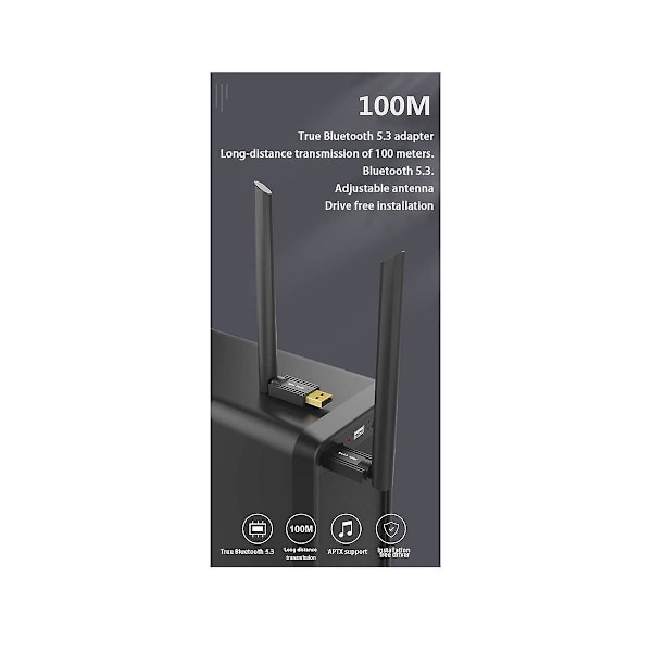 100m USB Bluetooth Adapter USB Bluetooth 5.3 Modtager 4dbi Antenne Bluetooth Transmitter til Computer