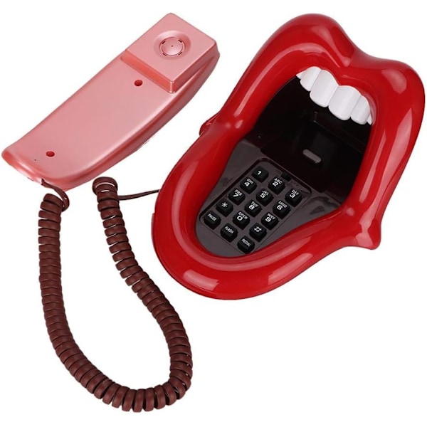 Röd mun telefon retro, röd tunga sladdad fast telefon nyhet sexig läpp mun fast telefon