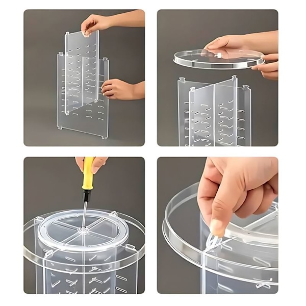 UNIQ 360-graders Roterende Makeup Opbevarings Organizer – Opbevaringsløsning i Klar Farve