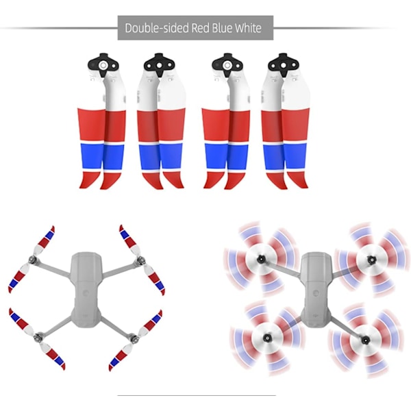 Air 2S Propeller Lav Støj Propeller Sammenfoldelig 7238F Propeller til DJI Mavic Air 2/Air 2S Drone (Rød Blå Hvid 4stk)