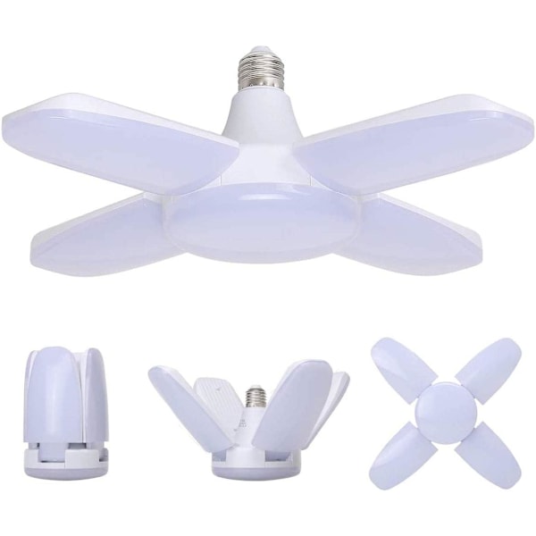 60W LED-tallivalo, E27 6000 lumenin turvavalo, muotoiltava työpajavalo 4 säädettävällä paneelilla, erittäin kirkas päivänvalo talliin,