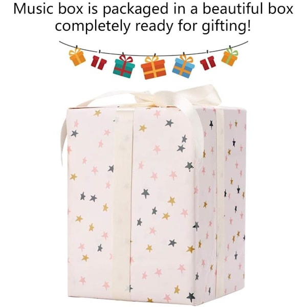 Gaveæskeemballage musikboks karrusel farve lys enhjørning musik snefnug kugle egnet til piger baby søster fødselsdag mors dag gave