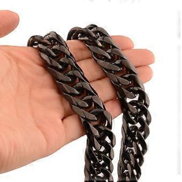 Herr Curb Kedja Halsband Rostfritt Stål/Svart Tung Dubbel Tight Kubansk Länk Hip Hop Halsband för Män Pojkar 7MM