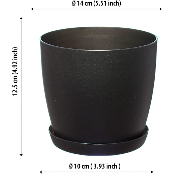 Valkoiset puutarhakoristeet valkoiset ruukut aluslautasilla - Ulkokukkaruukut mattapinnalla ja alustalla - Ruukut aluslautasilla Musta Black 14cm*12.5cm*10cm
