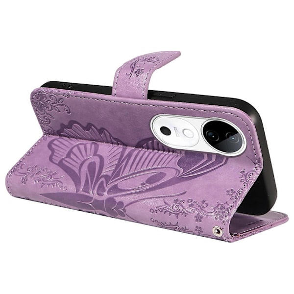 Pung Etui til vivo S19 5G/V40 5G Stødsikkert Flip Floral Sommerfugl Læder Telefon Etui Style C Style C Multicolor