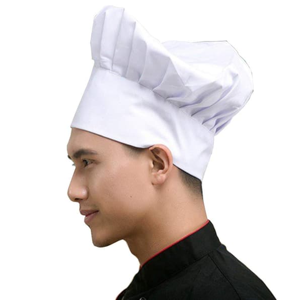 Kockmössa polyester bomull keps arbete hotell restaurang svamp topphatt{yh}