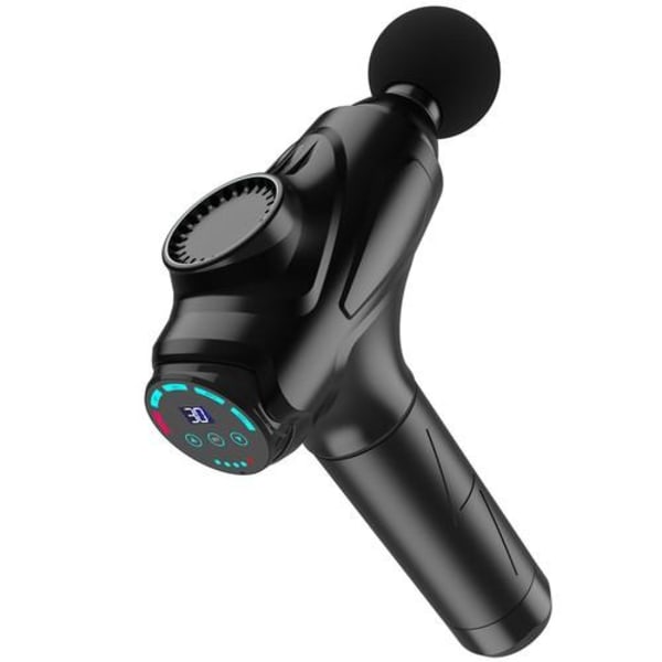Tehokas hierontapistooli 30 ohjelmalla, vahvalla akulla ja LCD-näytöllä Black Black