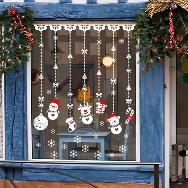 Glasdørsdekoration klistermærke med snemand Juledekoration klistermærke statisk vindue klistermærke