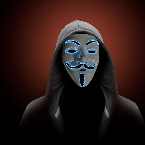 SOUTHSKY? LED-maske V for Vendetta-maske Elektrisk ledning Lys op til jul Halloween Cosplay Cosplay-fest V-blue