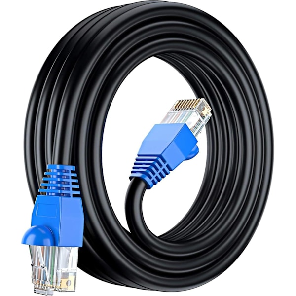 15m Cat6 Outdoor Waterproof Direct Burial Ethernet Network Cable - Utp - Approx - 550 Mhz - Black 15 meters with cable ties