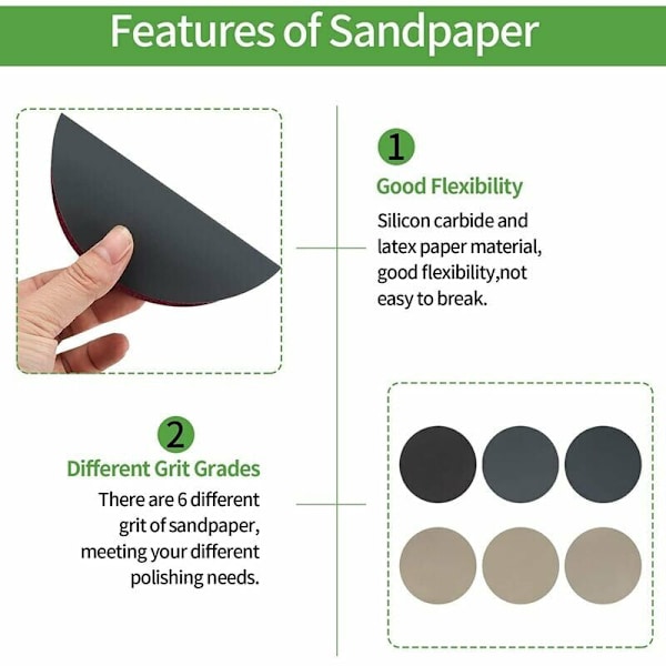 125 mm sandpapir, rundt, korn 1000/1500/2000/3000/4000/5000