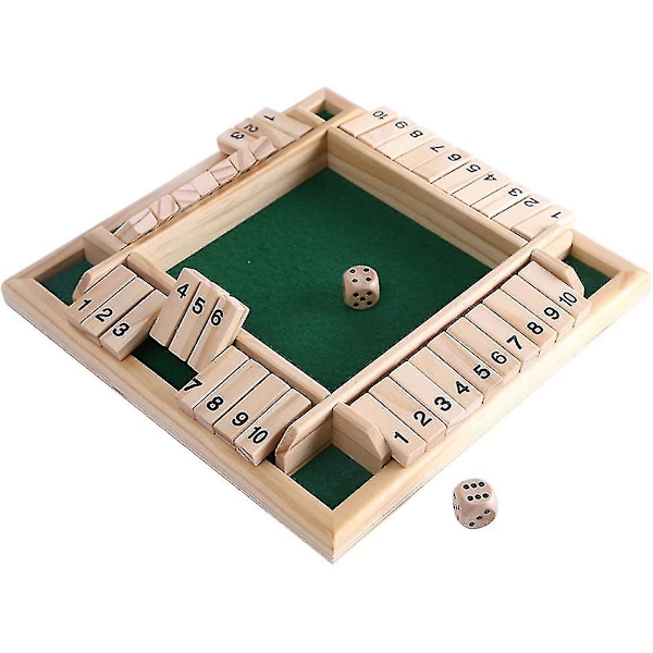 Deluxe 4 Player Shut The Box Wooden Board Game Classic Dice Game