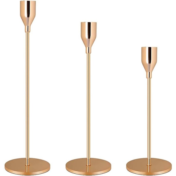 Set med 3 ljusstakar, ljusstake, dekorativ metall - WELLNGS Gold