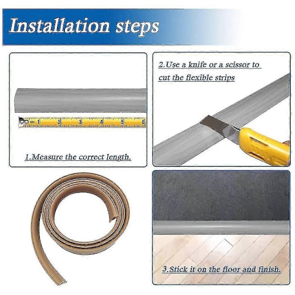2 metrin reunus-PVC-maton reunus-kumilattian siirtymälistat-itseliimautuva lista T Light tan