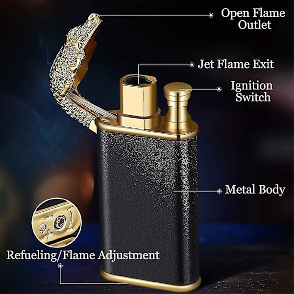 2022 Ny Dragon Lighter, Unik Torch Lighter Switchable Soft/Jet Flame, Butan Refillable Cool Li