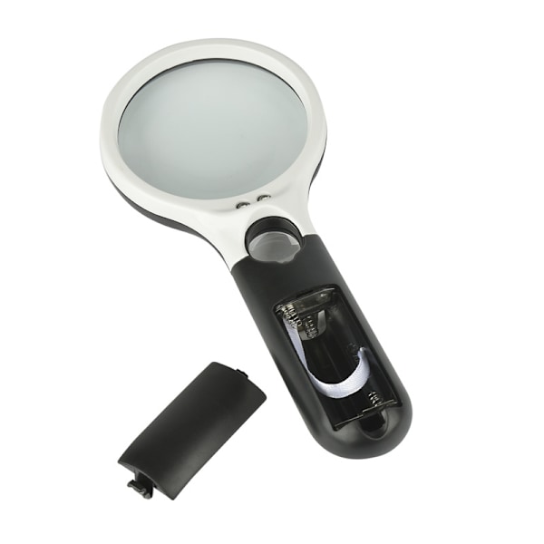 White Black Illuminated Magnifying Glass Double Glass Lens Handheld Powe