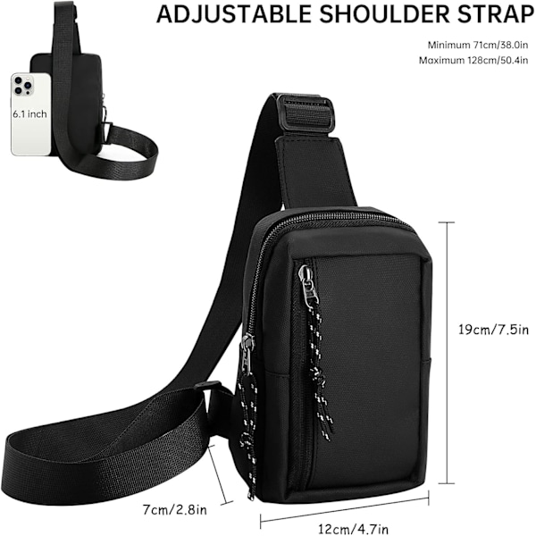 Mini Sling Bag - Herre Dame Liten Vanntett Crossbody Casual Telefon Brystveske for Fotturer