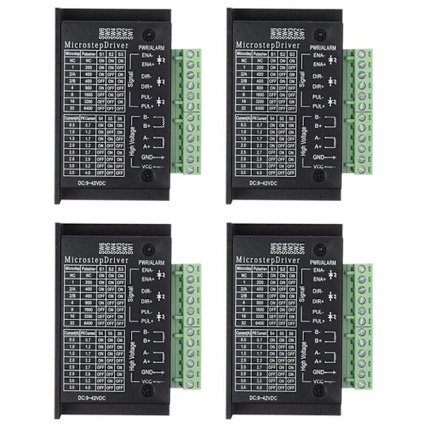 TB6600 Steppermotordrivere, 4-pak 4A CNC Mini Digital Drivercontrollere til 42/57/86