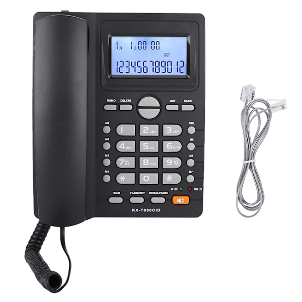 Corded Phone with Caller ID Display, Dual Ports, Speakerphone (Black)