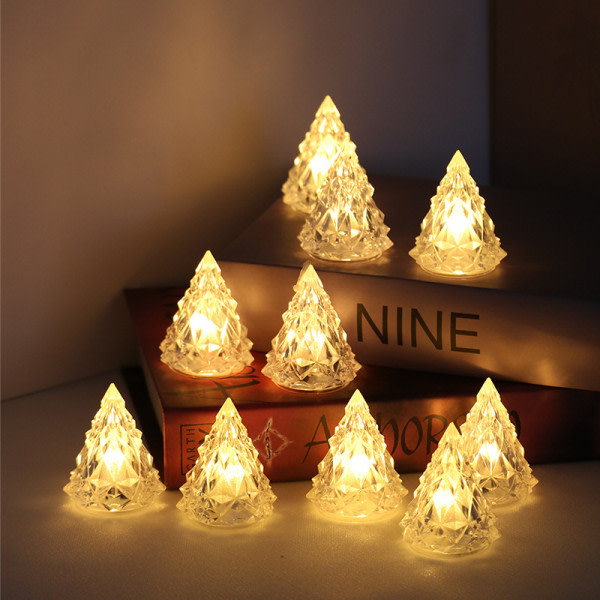 24-delt pakke, varmt lys krystal juledekoration lampe, indendørs LED lille natlampe, bryllupslokale, romantisk atmosfære, indretning