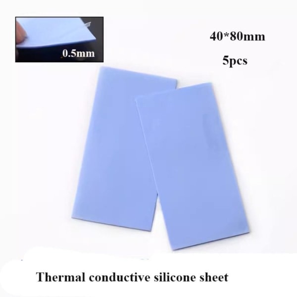 1/5 st Silikon Thermal Pad Thermal Pad Sheet 40X80MM 0,5MM 40x80mm 0,5mm