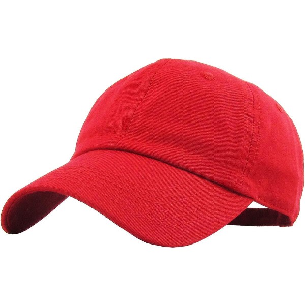 Klassinen matalaprofiilinen puuvillapipo miehille ja naisille, lippalakki, isän hattu, säädettävä rakenteeton yksivärinen lippalakki（punainen）