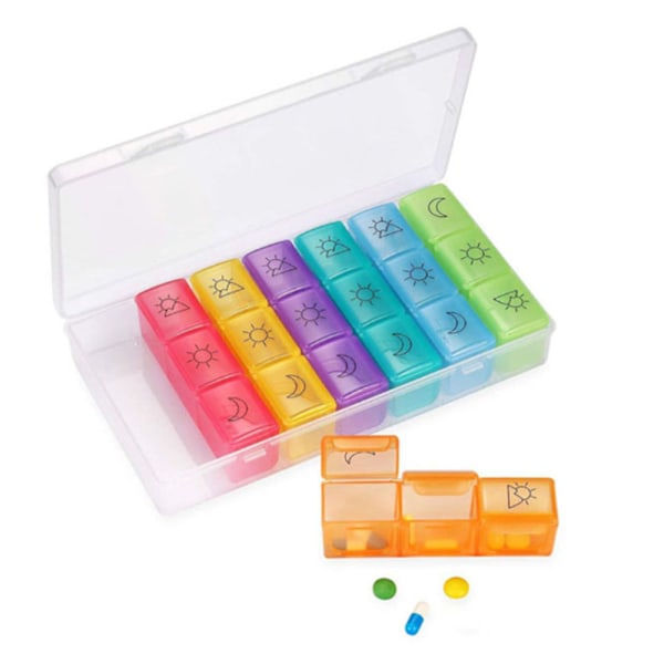 21 compartment portable pill box for pocket bag