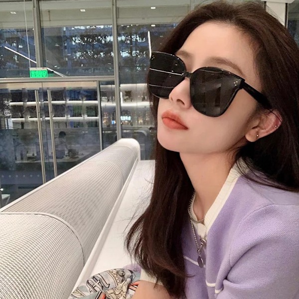 Luksusmærke Koreanske Solbriller Kvinder Monster Designer Gentle Mænd Trendy Acetat Cat-eye Polariserede Solbriller Dame Shades UV400 GRÅ GREY Polarized