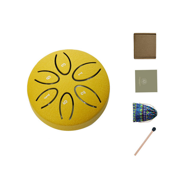 Stål Tongue Drum, Mini Handpan Tromme 6 Tommer 13 Toner D Dur, Legering Stål Percussion Instrumenter til Meditation Yoga Musikalsk Uddannelse gold