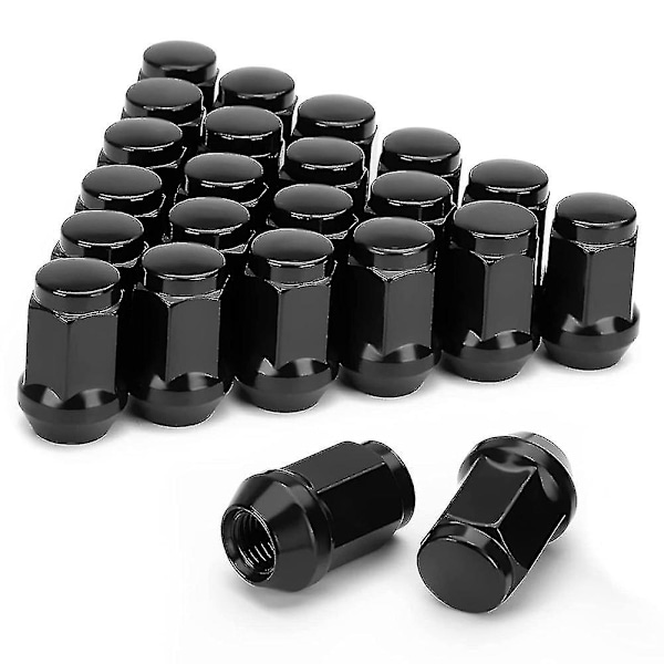 24 stk. 12x1,5 Lukkede Koniske Hjulmuttere, For 2007-2022 Cruiser, 2001-2007 Sequoia Svart - F
