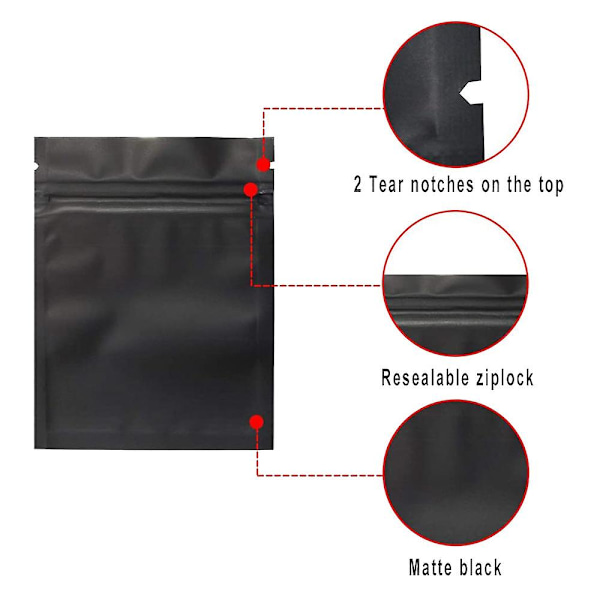100-pakning Luktsikre Poser - 3 x 4 Tommer Gjenlukkbare Mylarposer Foliepose Flat Zip Lock Pose