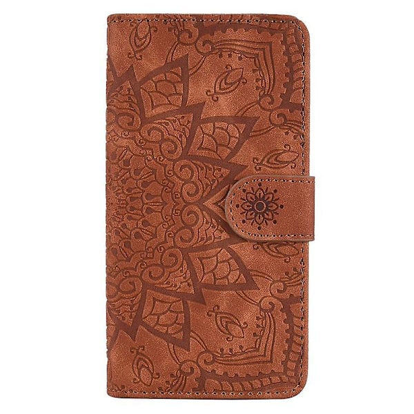 Lompakkokotelo Samsung Galaxy A52/A52S Premium PU-nahkainen Käännettävä Mandala-kuori Brown