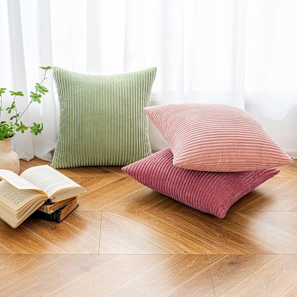 Kuddfodral i corduroy, avlångt, dekorativt kuddfodral, randigt, mjukt, bluff hem för soffa sovrum 30X50cm pink