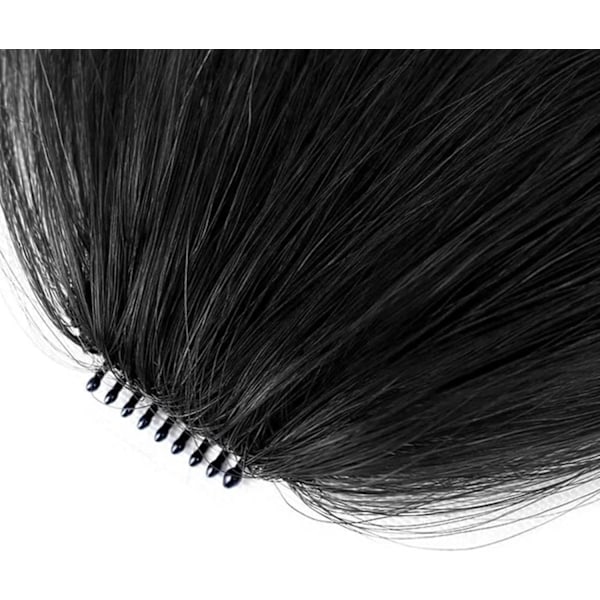 Clip-in lugg gjord av äkta hår, fransk lugg extensions | Naturligt färgade clip-on lugg, hårfrans för kvinnor och flickor Natural black