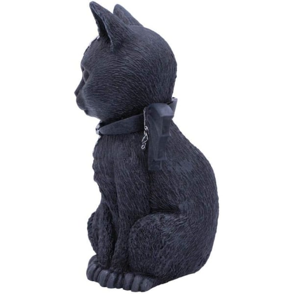 Bevingad ockult kattfigur, polyresin, svart och silver, 10 cm