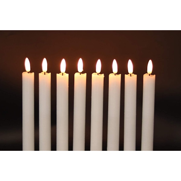 Flamfria Vita Koniska Ljus med Flimmer och 10-Knappsfjärrkontroll, Batteridrivna LED Varma 3D-Vekar Ljus Fönsterlampa Äkta Vax 6-Pack Vit white