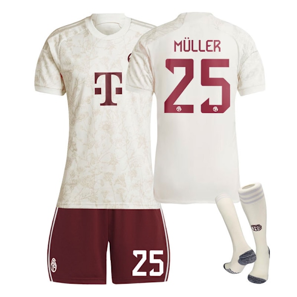 2324 Bayern München anden udebanetrøje, børnemodel, studenter voksen træningsdragt, sportsdragt, holduniform, fodbolduniform til mænd og kvinder, nr. 25 No.25 26