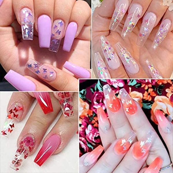 12 Färger Fjäril Glitter Nagelpaljetter Nagelkonst Flakes Färgglada Konfetti Glitter Dekaler 0.1