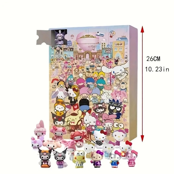 Sanrio Karaktärs Adventskalender 24 söta samlarbara tecknade figurer, lämplig för jul, halloween, tacksägelse, påsk Sanrio