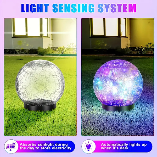 Solcelledrevet lampe med sprekkete glass, utendørs gårdsplass glass hengelampe, kreativ dekorasjon for ønskeønsking, Christmas Mason flaskelampe