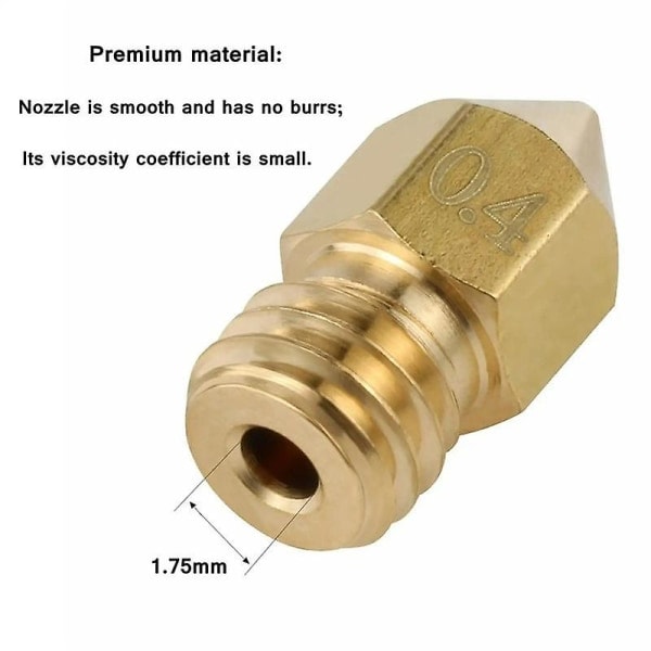 56 stk. 3d-printerdyser Mk8-dyser 0,4 mm messing 3d-printerdyser til -8 / -10 / 3 / 3 V2/ 3s