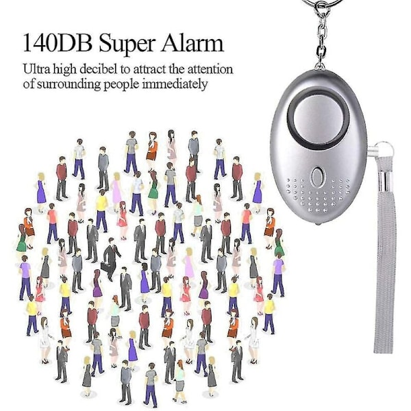 5-pakning 140db Personlig Sikkerhetsalarm Nøkkelring med LED-lys, Personlig Alarm