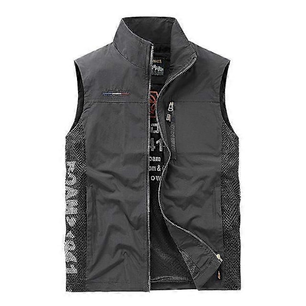 Herr Friluftsliv Sommar Arbetsväst Vår Multi-fickor Taktiska Västar Stor Storlek M-6XL Manlig Vandring Fiske Ärmlösa Jackor mörkgrå dark gray L