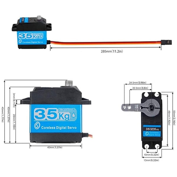 1 stk 35 kg høy dreiemoment kjernefri servomotor metall digital vanntett gir og rustfritt stål servogir for DIY-robot