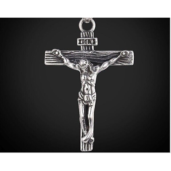 Herr Dam Kors Hänge Krucifix Jesus Kristet Halsband Kedja Silver