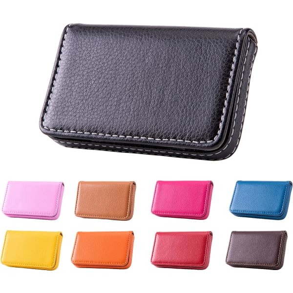Visitkortshållare, case i PU-läder, visitkortshållare för handväska, case för män och kvinnor, Magnetic Shut (svart)