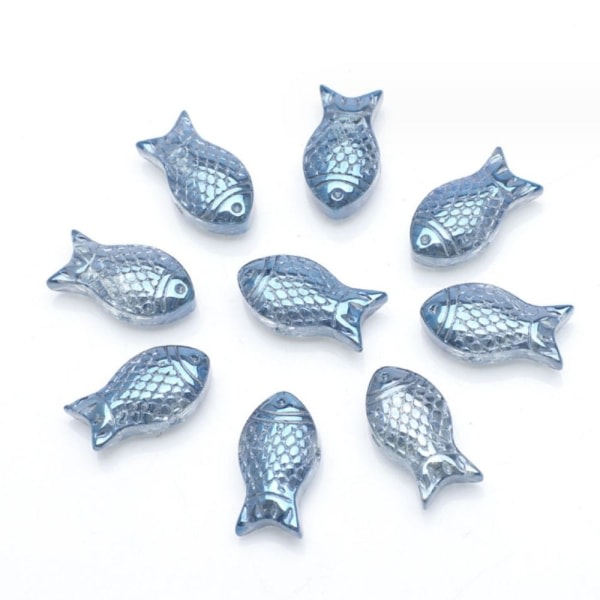 60st 8*15mm Fiskpärlor Blå glaspärla