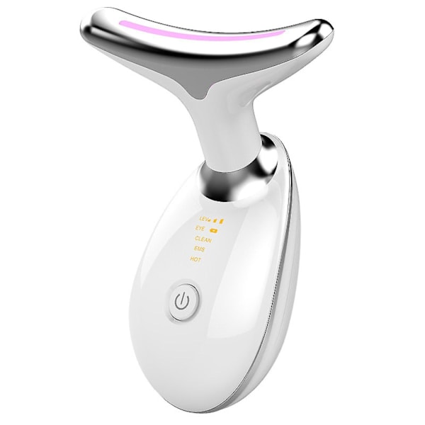 Ansigts- og Hals Skønheds Enhed, Multifunktionel Ansigtshudplejeprodukt, 7-Farvet LED Ansigts- og Hals Massager, Velegnet til Daglig Hudpleje Hjemme