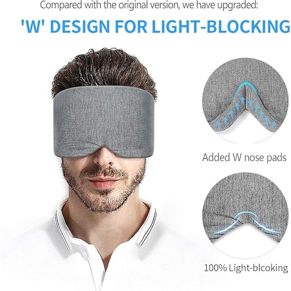 Bomullsögonmask för män - Uppgraderad design för mörkläggning, perfekt för sidosovare