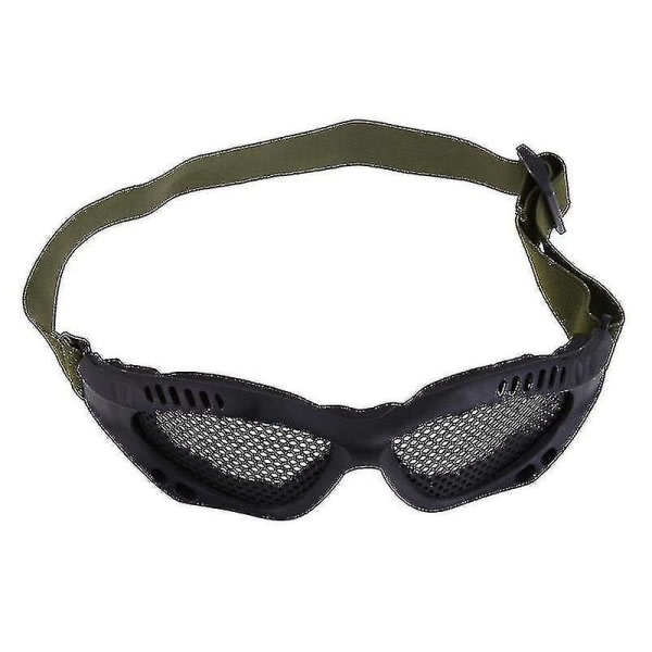Taktiske briller Airsoft udendørs stål mesh øjne Skyddsglasögon Sort